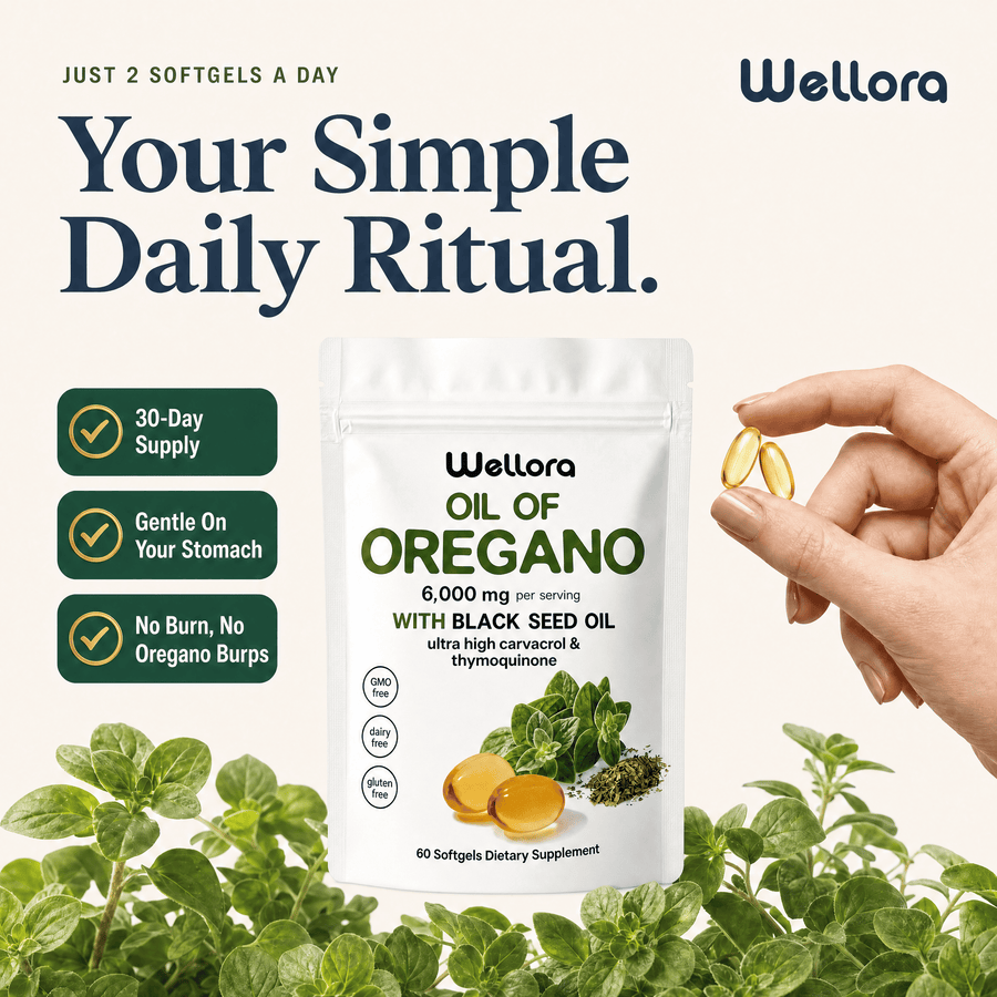 Wellora® Oil of Oregano Softgels - Daily Gut & Immune Defense - 8