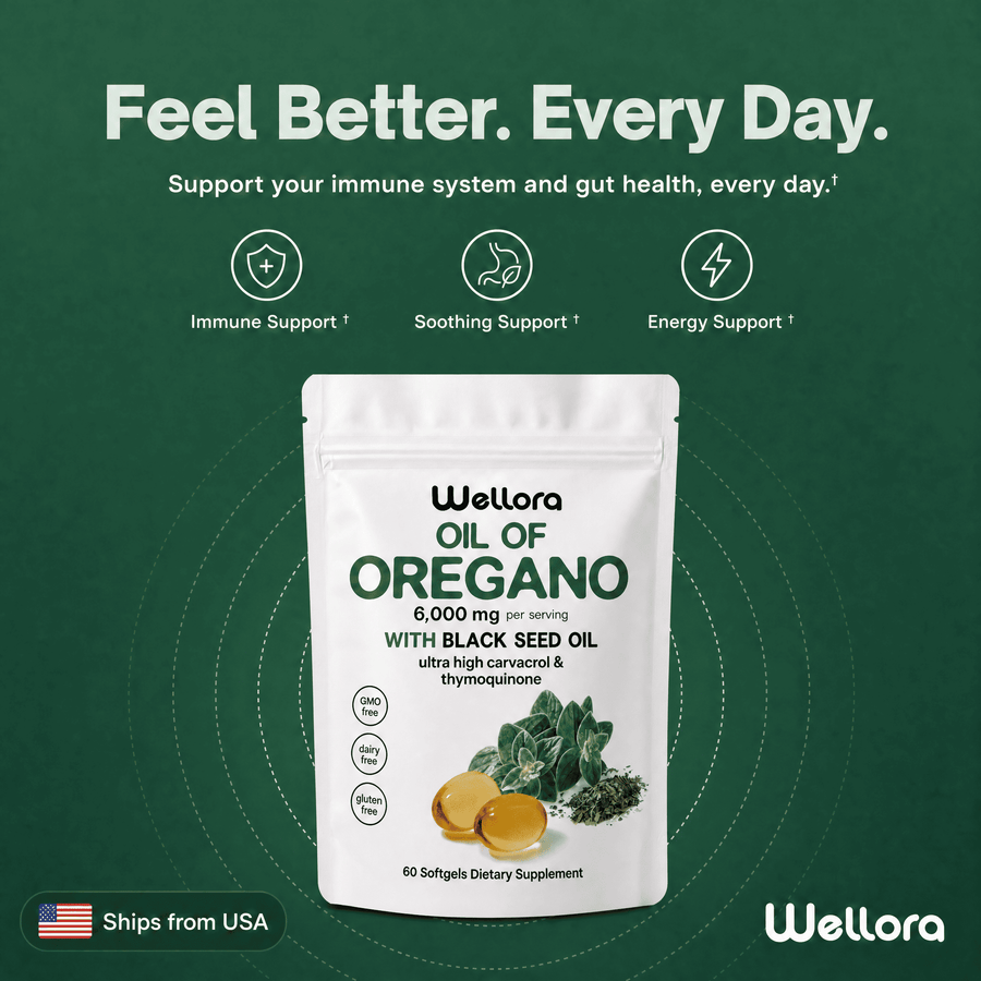 Wellora® Oil of Oregano Softgels - Daily Gut & Immune Defense - 12